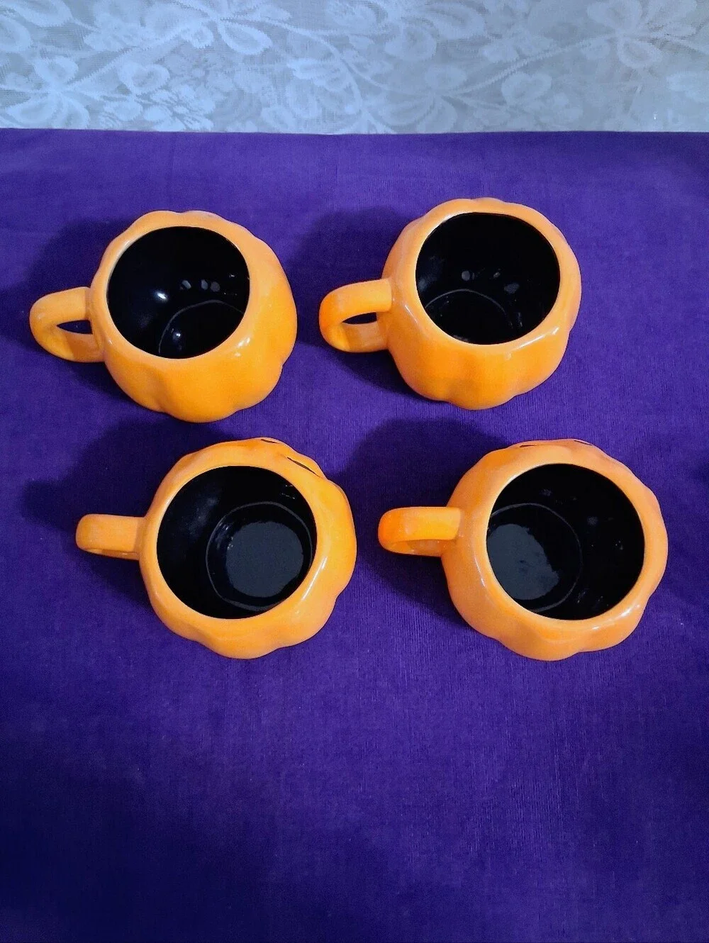 Retro Target Halloween 2008 Pumpkin Mug Set of 4 Jack O Lantern Rare